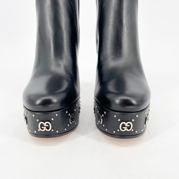 NWB Gucci Black Janaya Platform GG Studded Tall Knee High Boot size EU 38 - Picture 8 of 16
